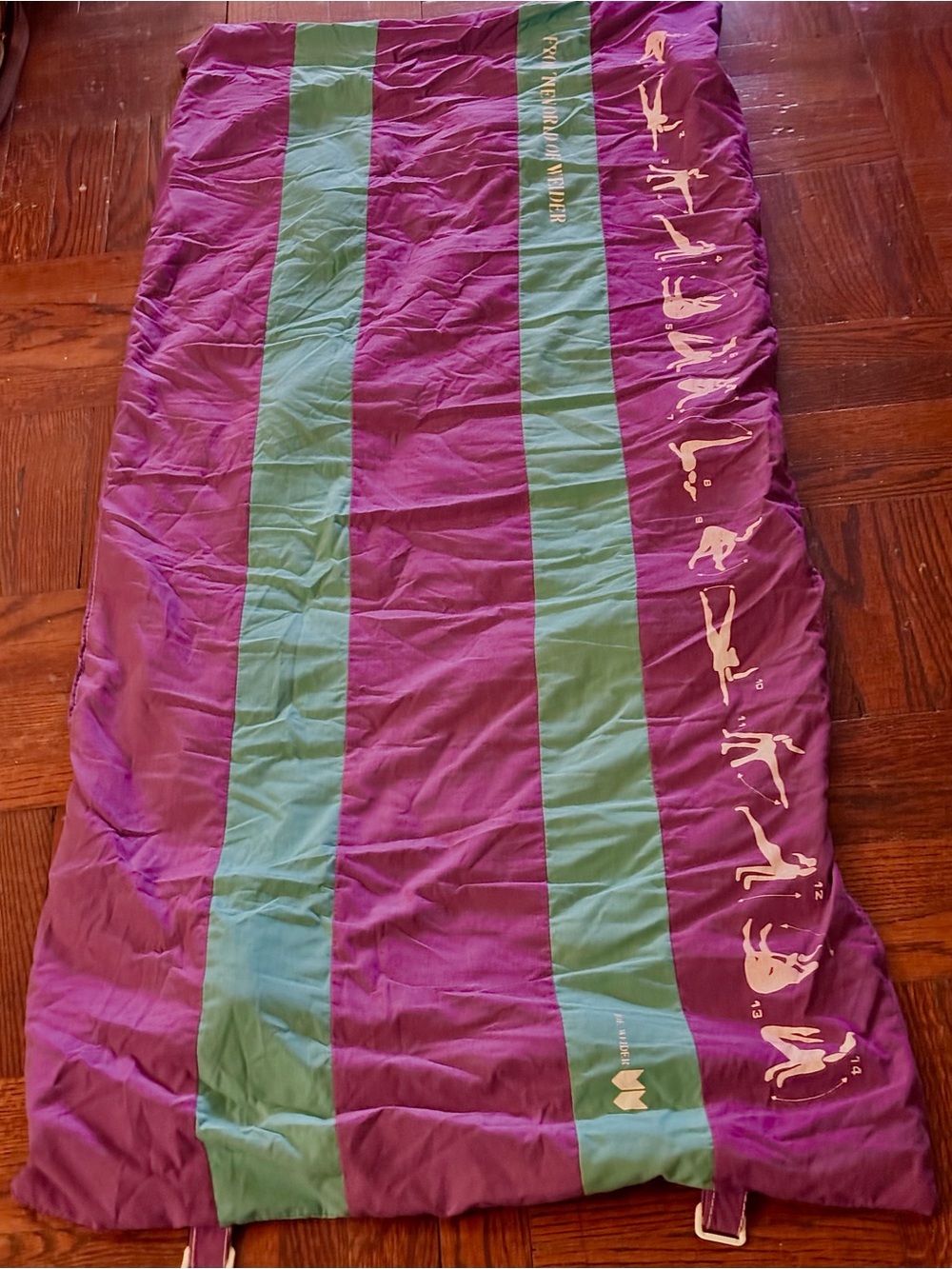 Vintage Weider Teal & Purple Foam Exercise Mat with Roll-Up Strap